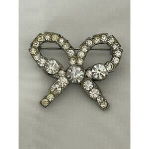 Vintage Rhinestone Bow Brooch